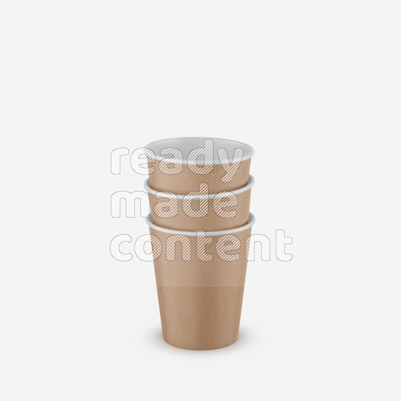 Set of matte paper cups mockup isolated on white background 3d rendering