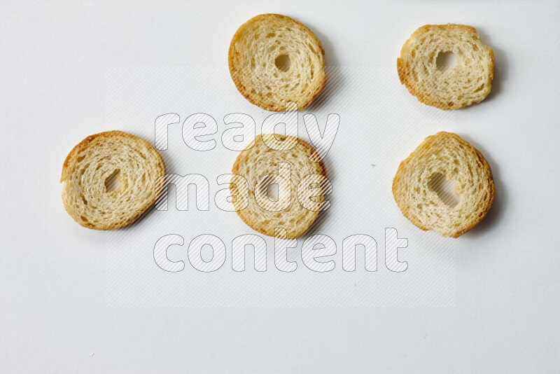 Assorted snacks on white background