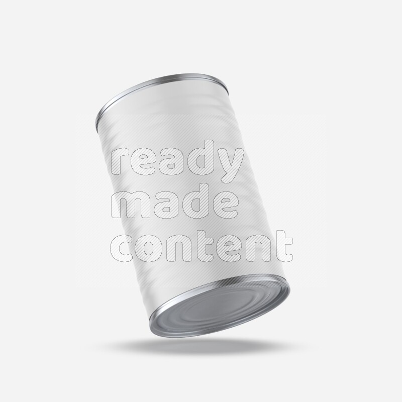 Glossy metallic tin can mockup with white blank label isolated on white background 3d rendering