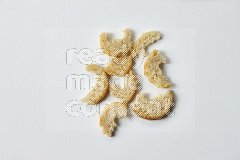 Assorted snacks on white background