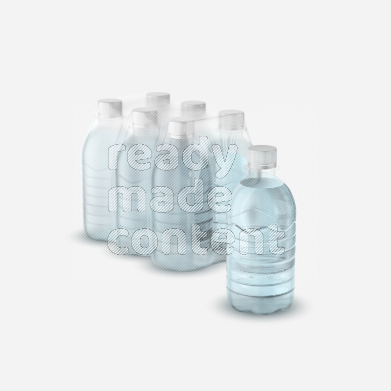 Plastic water bottles mockup wrapped isolated on white background 3d rendering