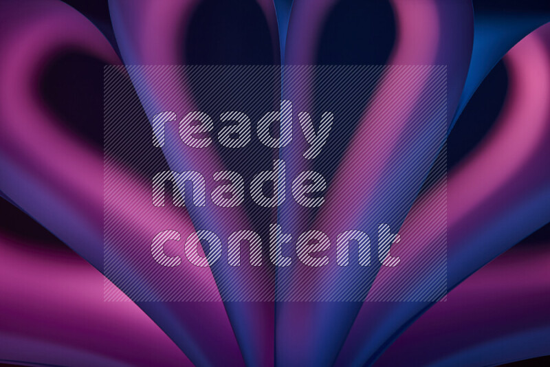 فن تجريدي يعرض منحنيات وتدرجات اللون الأزرق والوردي مكونه بضوء ملون