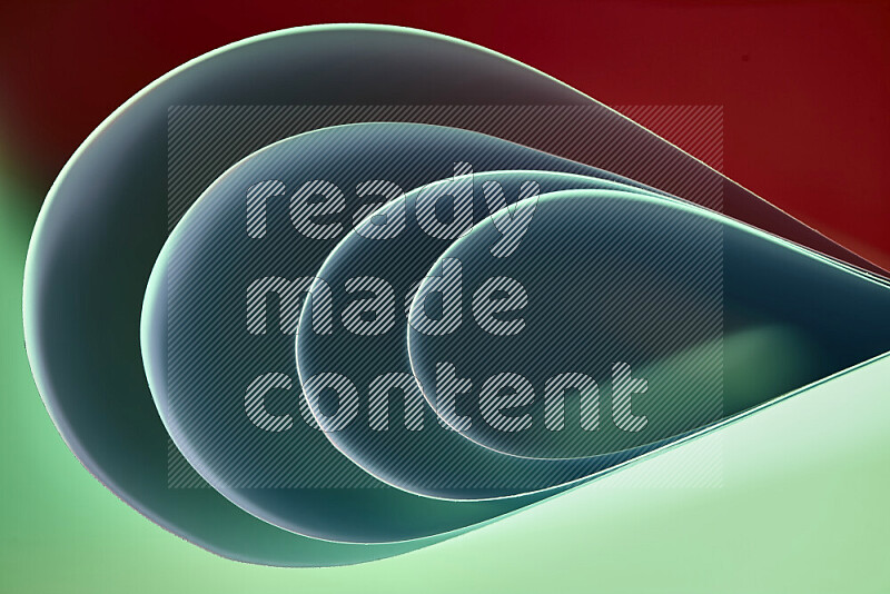 An abstract art of paper folded into smooth curves in green and red gradients