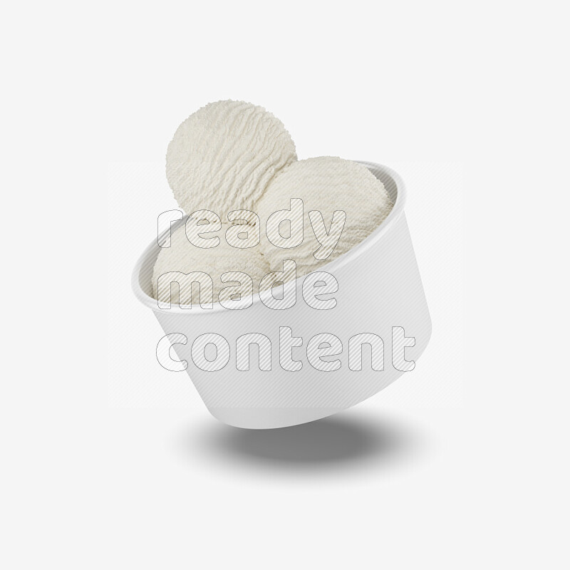 Ice cream in a white rough paper cup mockup isolated on white background 3d rendering