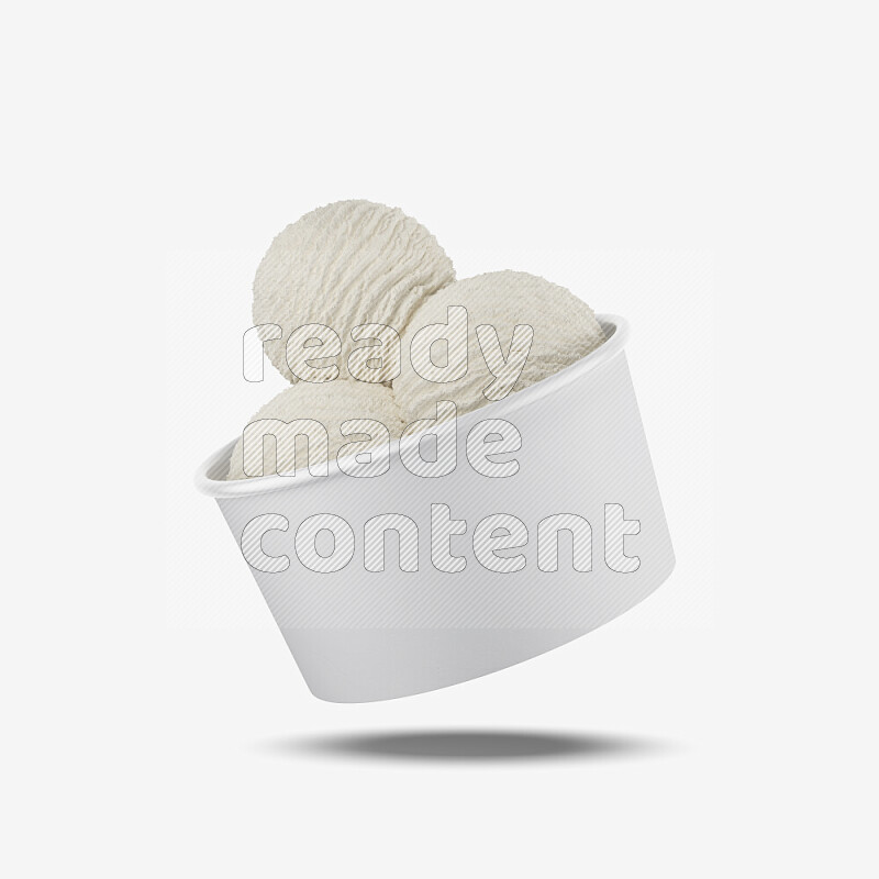 Ice cream in a white rough paper cup mockup isolated on white background 3d rendering