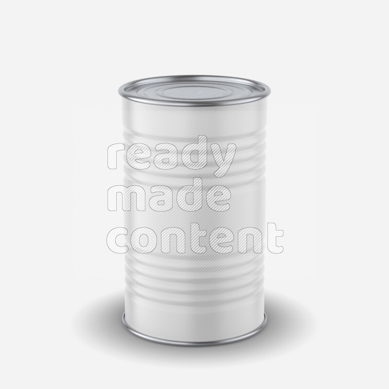 Glossy metallic tin can mockup with white blank label isolated on white background 3d rendering