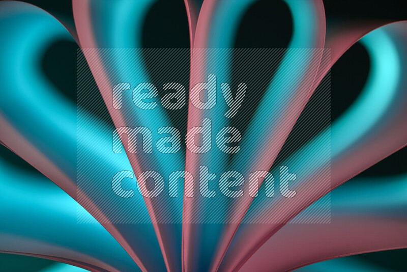 فن تجريدي يعرض منحنيات وتدرجات اللون الأزرق والوردي مكونه بضوء ملون