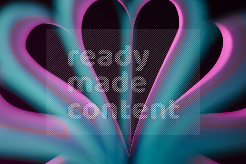 فن تجريدي يعرض منحنيات وتدرجات اللون الأزرق والوردي مكونه بضوء ملون