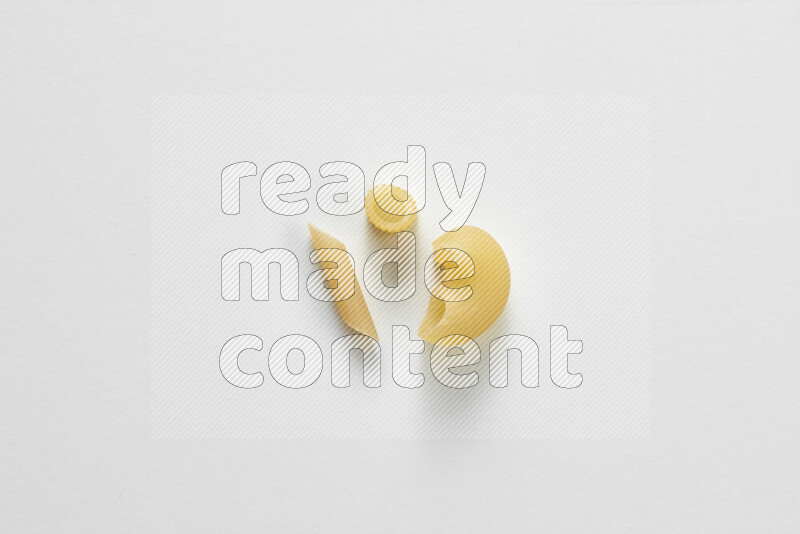 Different pasta types on white background