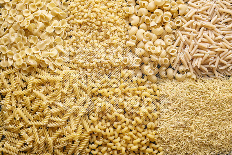 7 types of pasta filling the frame