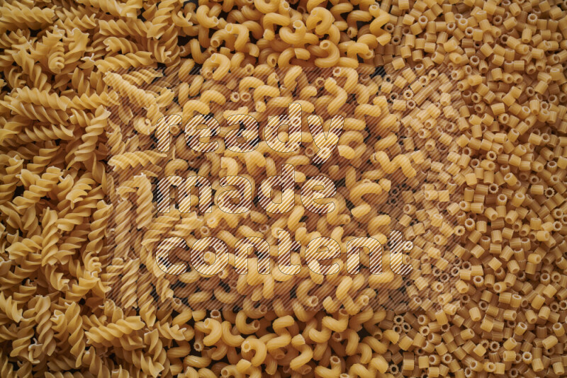 3 types of pasta filling the frame