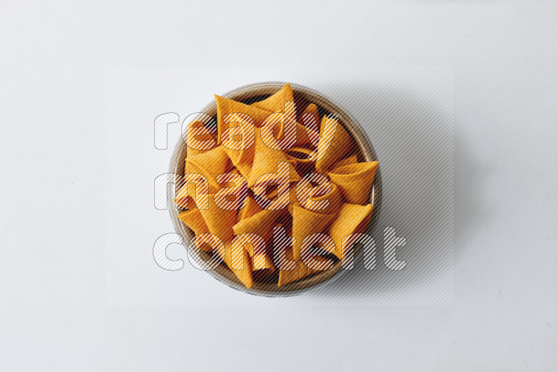 Assorted snacks on white background