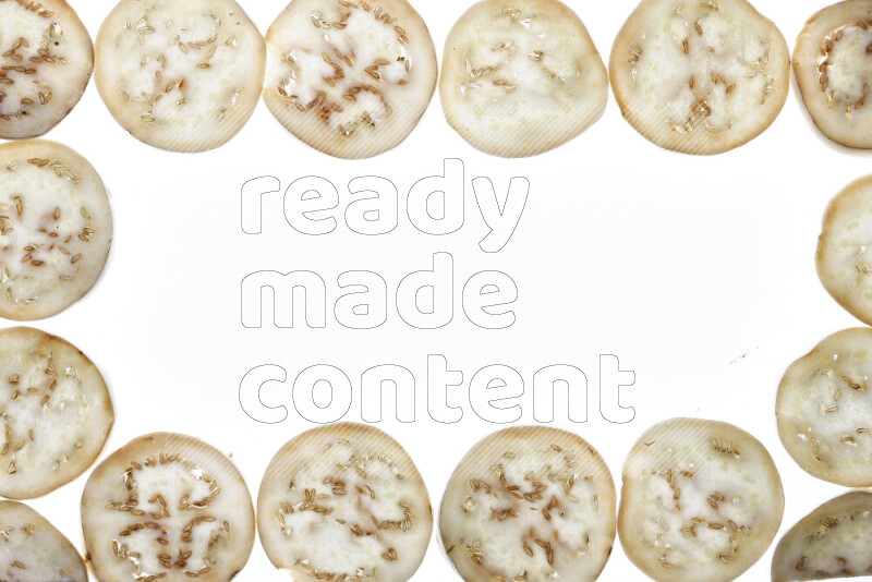 Eggplant slices on illuminated white background