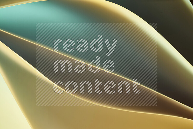 This image showcases an abstract paper art composition with paper curves in green and yellow gradients created by colored light