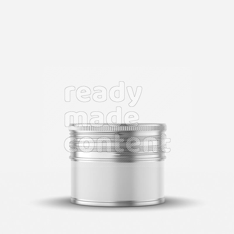 Round metallic tin can mockup with label and screw top lid isolated on white background 3d rendering