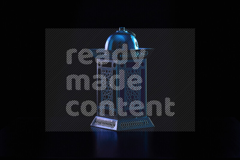 Ramadan lanterns with colored rim light against black background