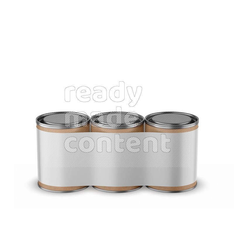 Set of kraft paper tube mockup with metal lid isolated on white background 3d rendering