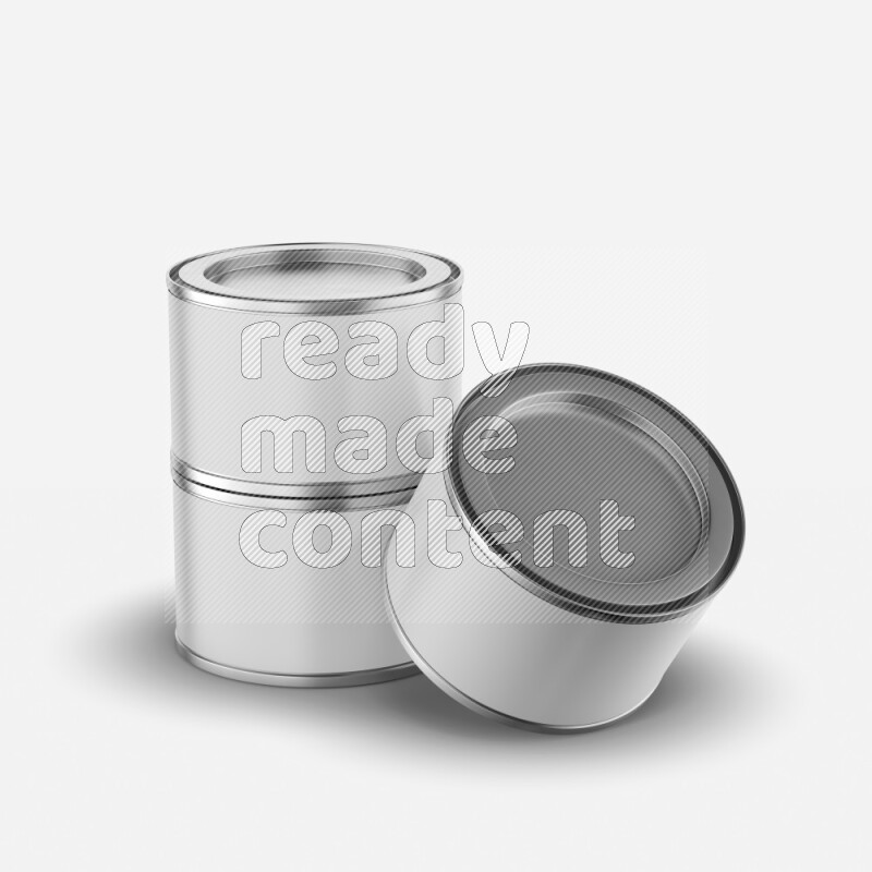 Metal tin can mockup with lever lid and blank label isolated on white background 3d rendering