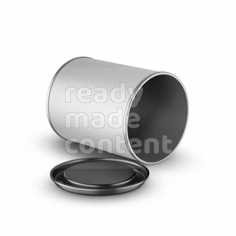 Small paper tube mockup with glossy label and metal lid isolated on white background 3d rendering