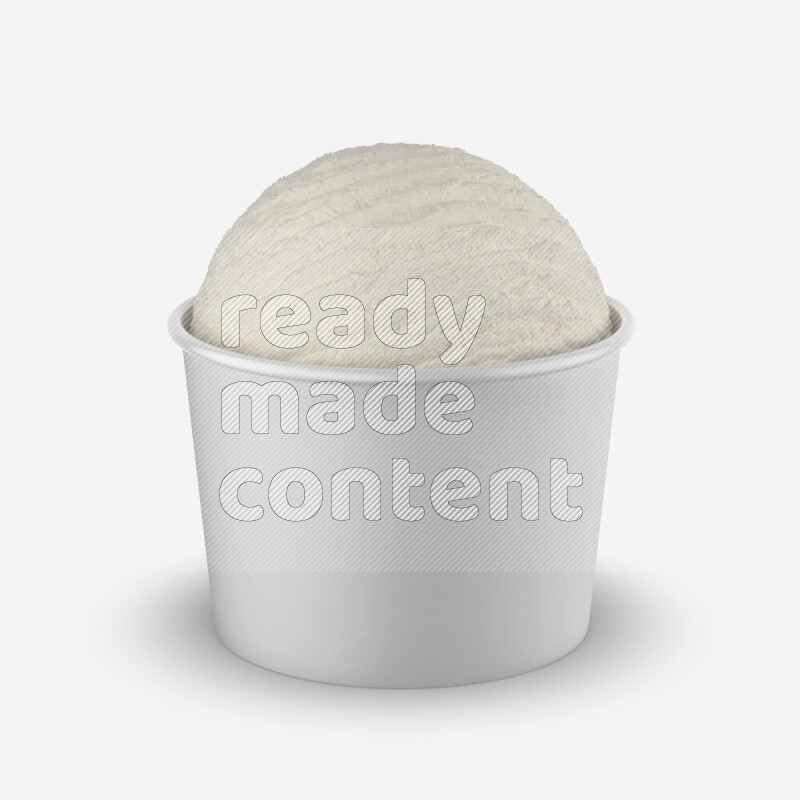 Ice cream in a white rough paper cup mockup isolated on white background 3d rendering