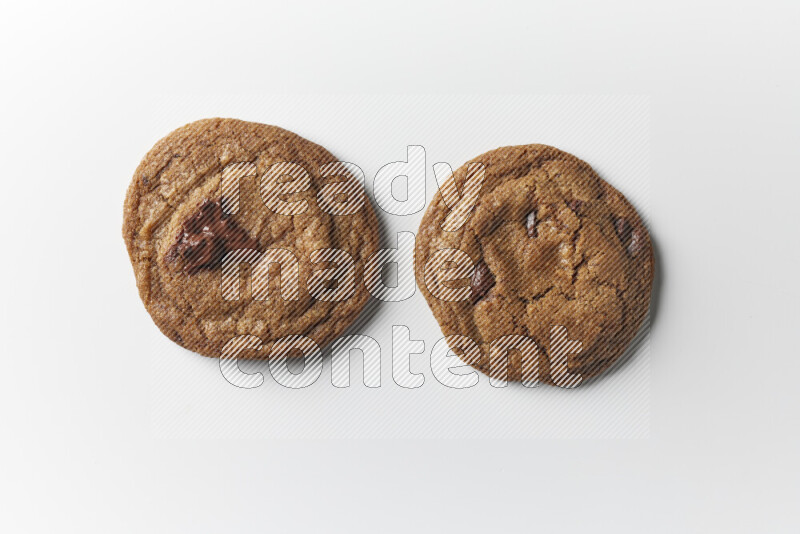 Chocolate chips cookies on a white background