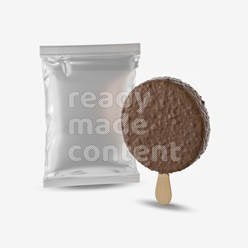 Chocolate ice cream stick mockup isolated on white background 3d rendering