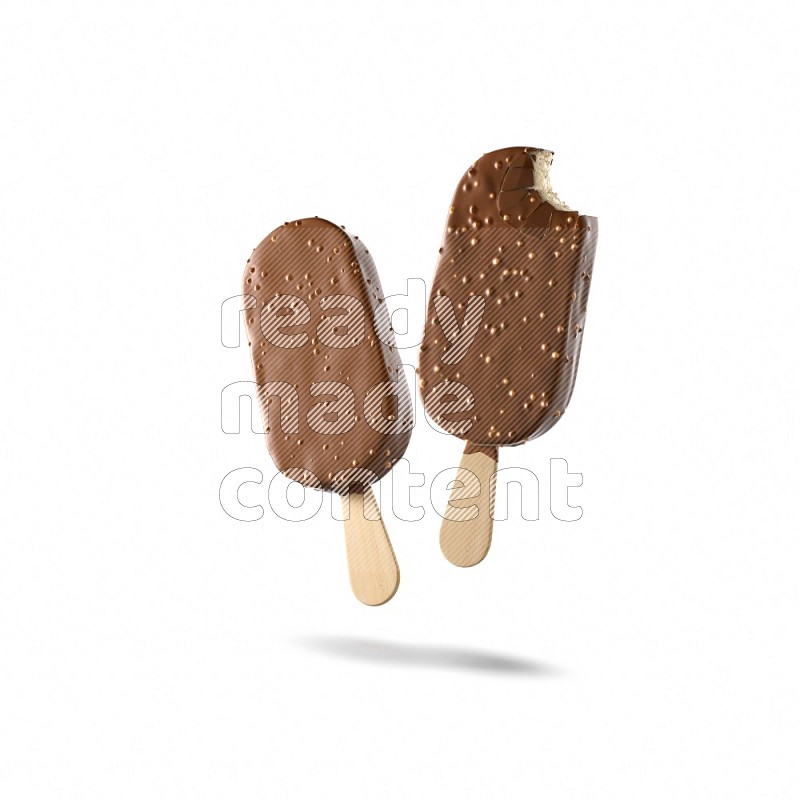 Chocolate ice cream stick mockup isolated on white background 3d rendering