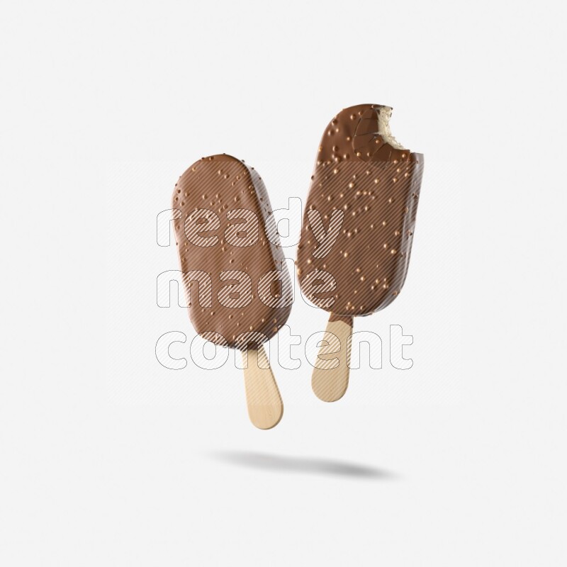 Chocolate ice cream stick mockup isolated on white background 3d rendering