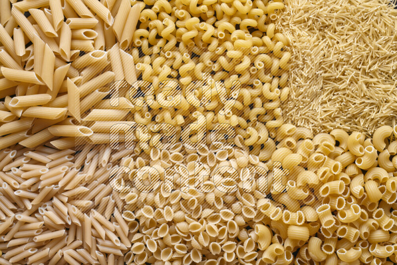6 types of pasta filling the frame
