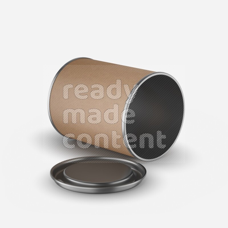Small kraft paper tube mockup with metal lid isolated on white background 3d rendering