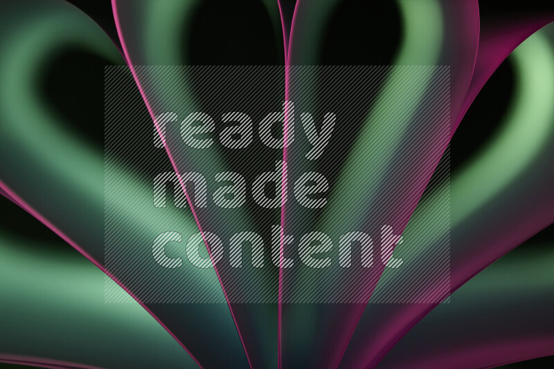 فن تجريدي يعرض منحنيات وتدرجات اللون الوردي والأخضر مكونه بضوء ملون