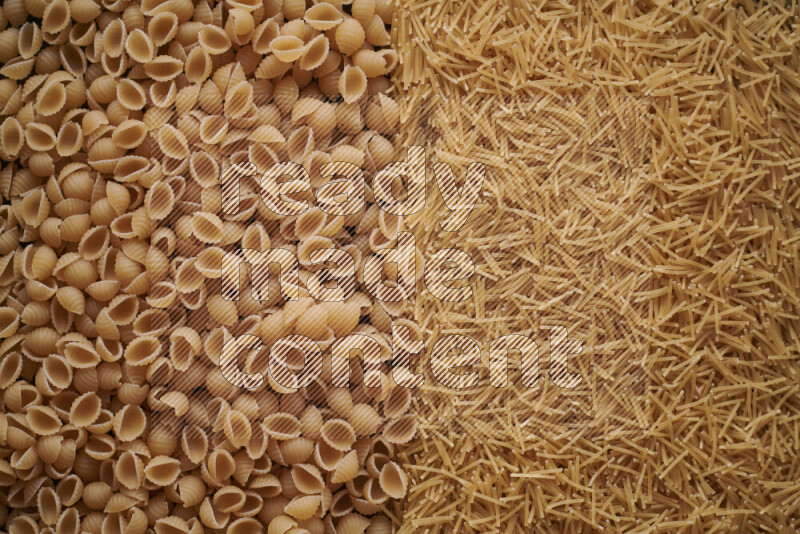 2 types of pasta filling the frame