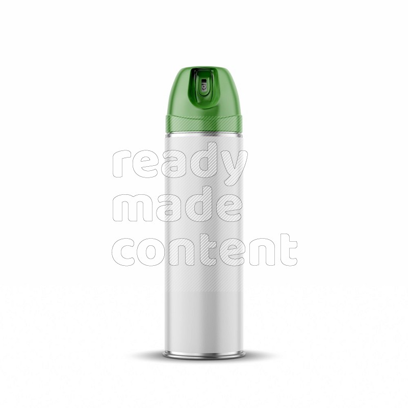 Metal spray bottle mockup with colored plastic cap isolated on white background 3d rendering