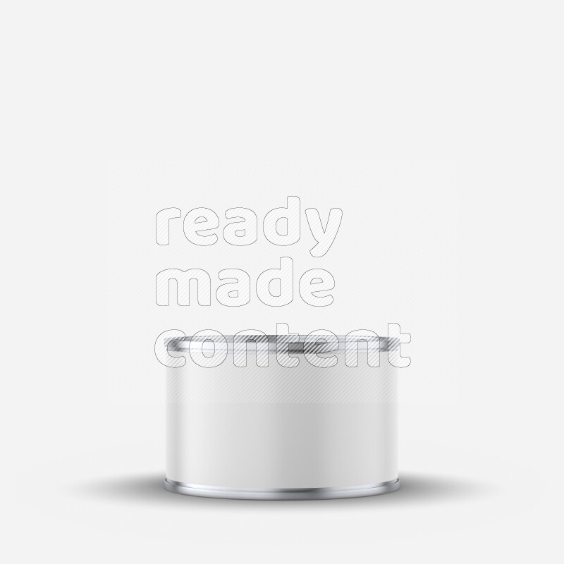 Glossy metallic tin can mockup with white blank label isolated on white background 3d rendering