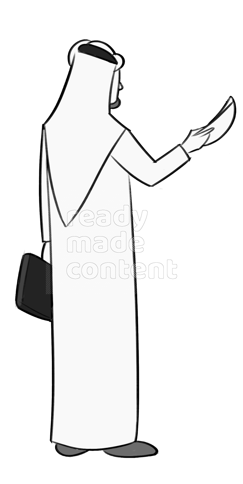 Saudi man holding a file holding a briefcase standing different angles eye level