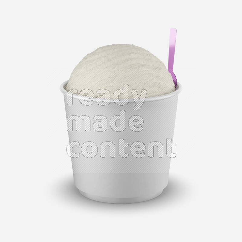 Ice cream in a white rough paper cup mockup isolated on white background 3d rendering