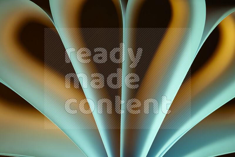 فن تجريدي يعرض منحنيات وتدرجات اللون الأصفر والأخضر مكونه بضوء ملون