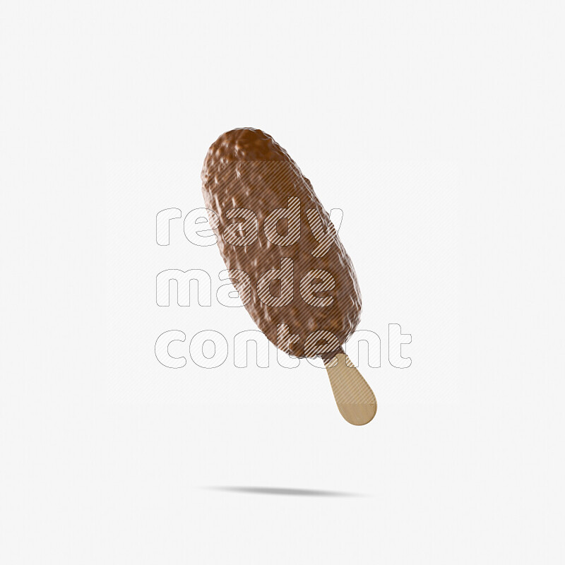 Chocolate ice cream stick mockup isolated on white background 3d rendering