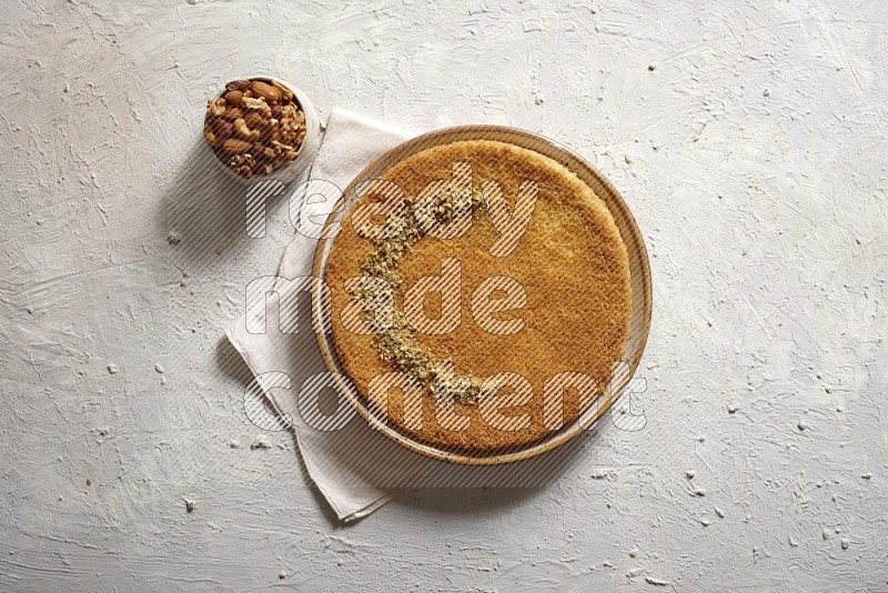 Konafa with nuts in a light setup