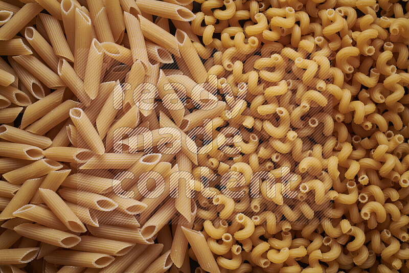 2 types of pasta filling the frame