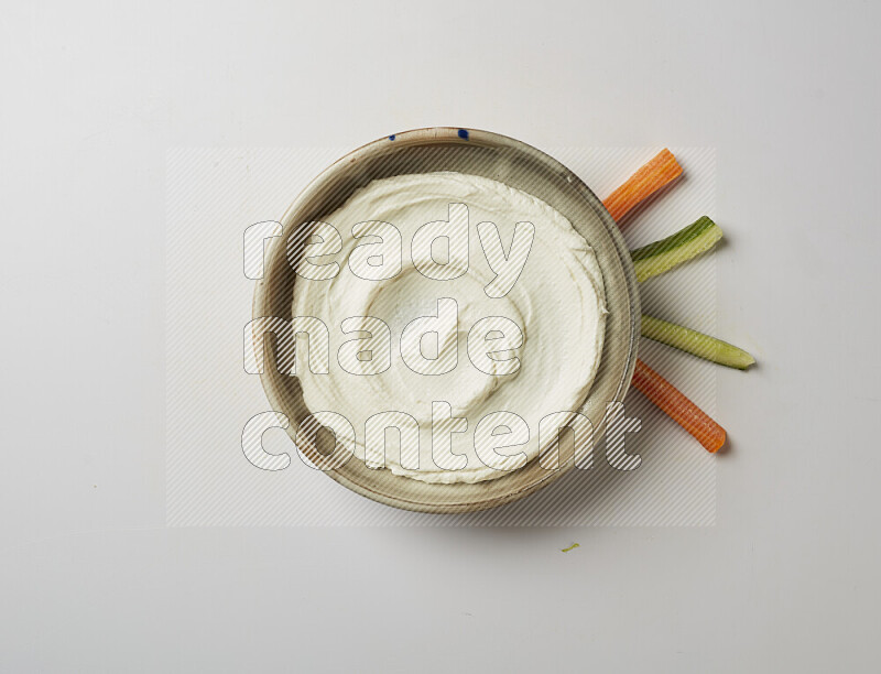 Plain Lebnah  in a grey pottery plate on a white background