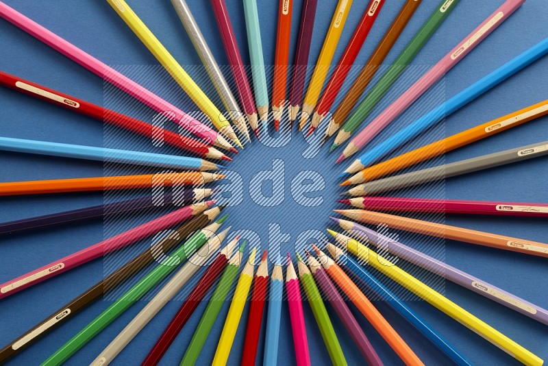 Color pens on blue background (Back to school)