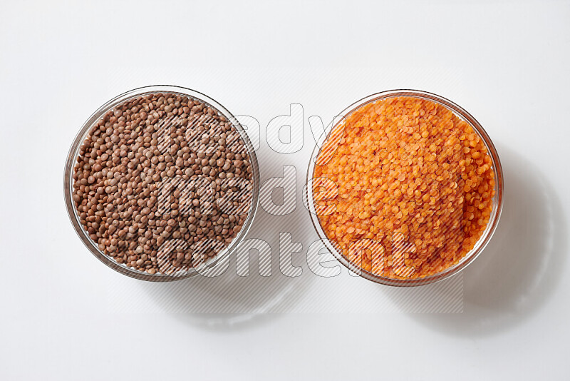 Lentils on white background