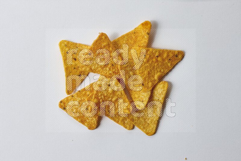 Nachos snacks on white background