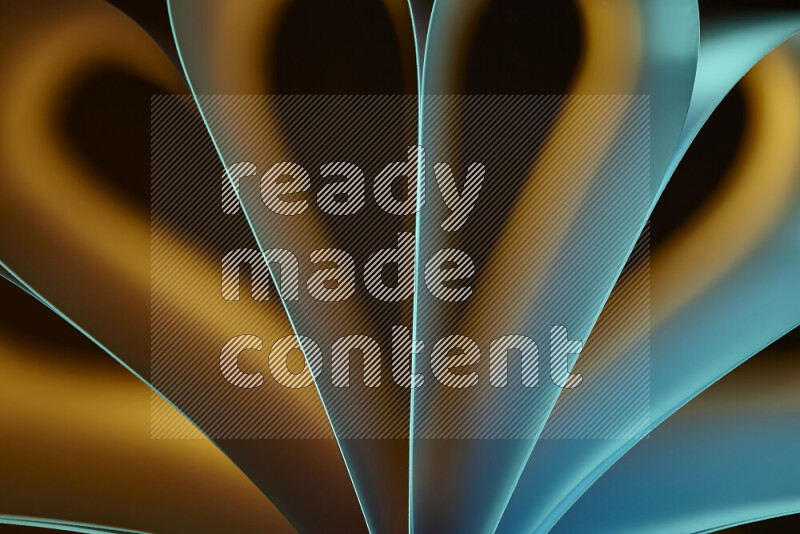 فن تجريدي يعرض منحنيات وتدرجات اللون الأصفر والأخضر مكونه بضوء ملون