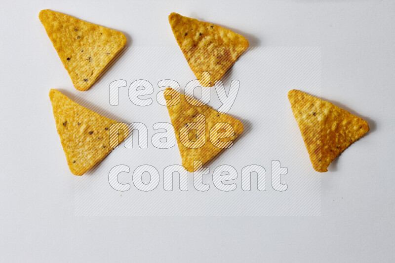 Nachos snacks on white background