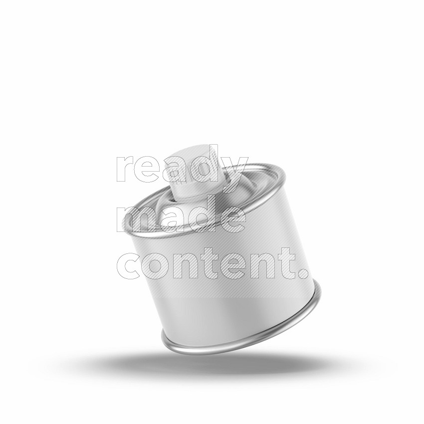 Metallic tin can mockup with label and screw top cap isolated on white background 3d rendering
