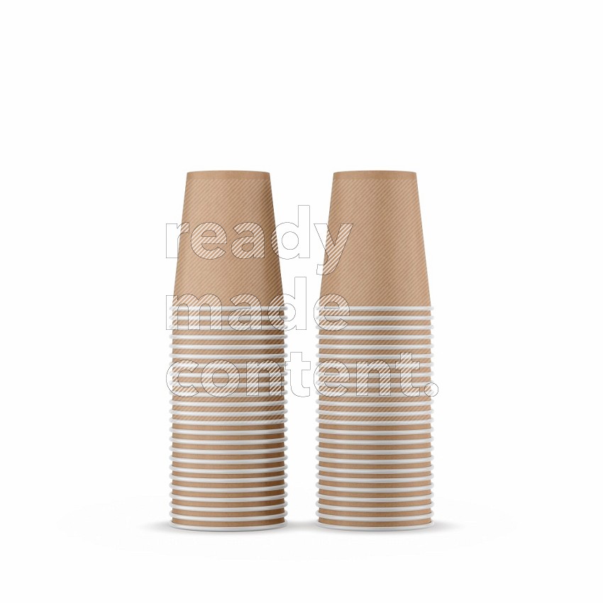 Set of matte paper cups mockup isolated on white background 3d rendering