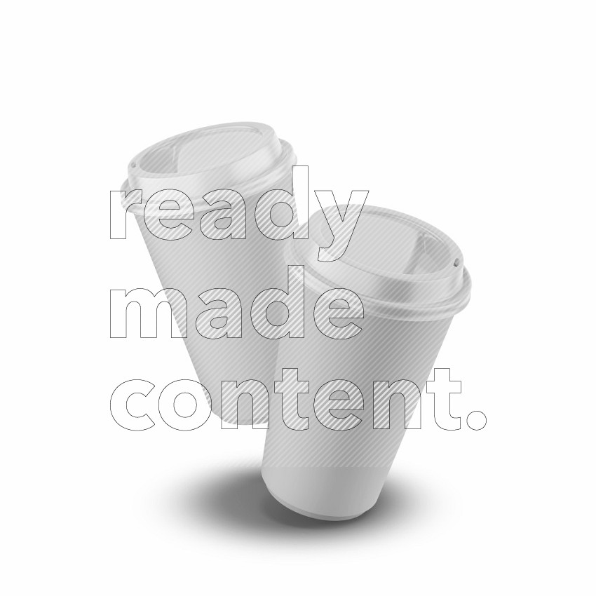 Matte paper cup mockup with cap isolated on white background 3d rendering