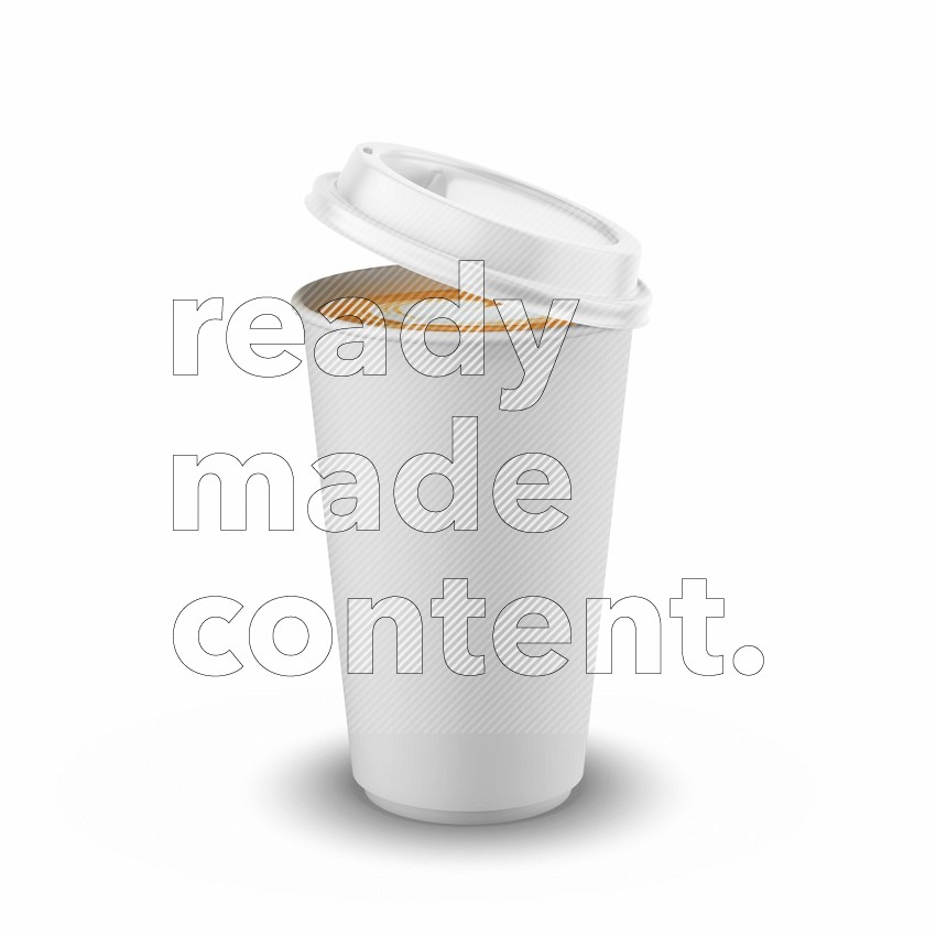 Matte paper cup mockup with cap isolated on white background 3d rendering